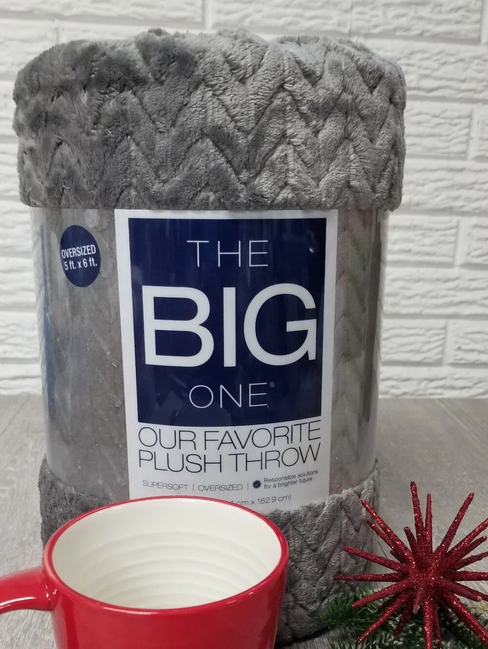 The Big One Gray Plush Throw